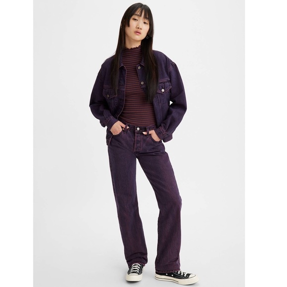 NWT Levi’s 501 90s Women’s purple acid wash size 24 x 30 mid rise straight leg - Picture 1 of 13